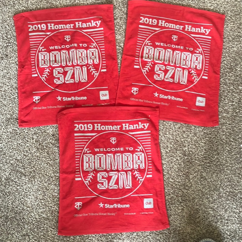Bundle of Minnesota twins, 2019 Homer hankies. Three included.